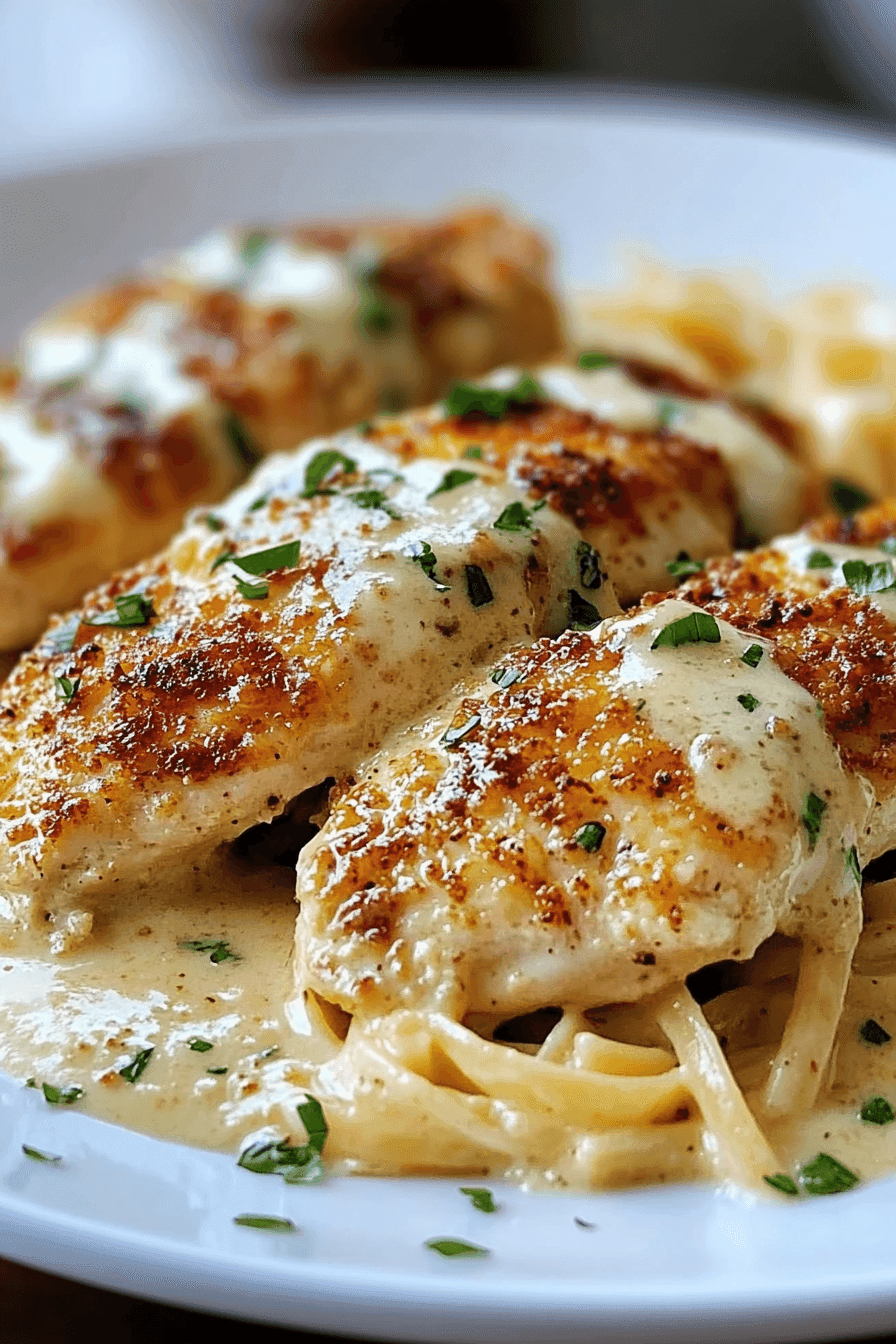 Baked Caesar Chicken with a Creamy Parmesan Pasta