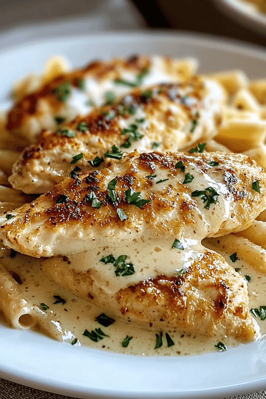 Baked Caesar Chicken with a Creamy Parmesan Pasta