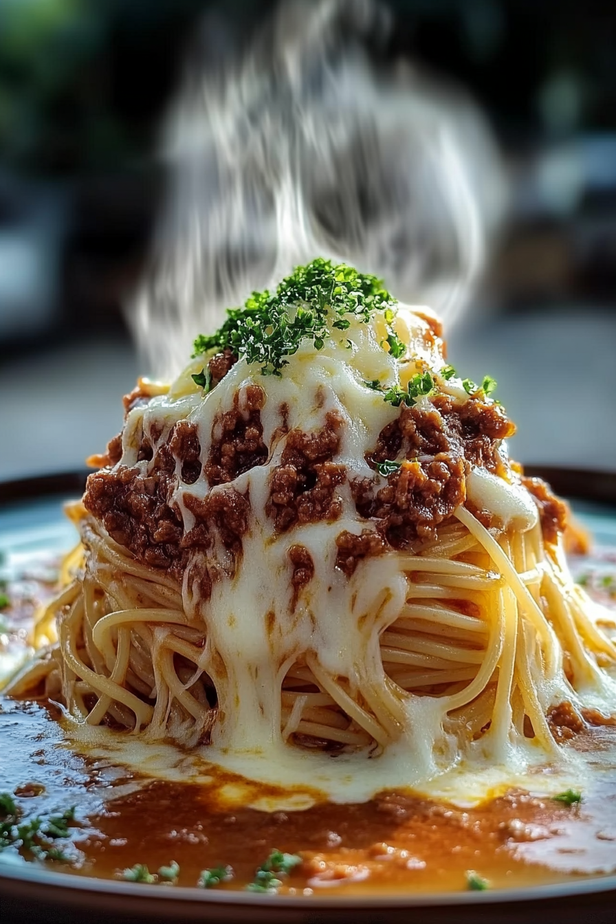 Beef Bolognese with Creamy Garlic Butter Spaghetti