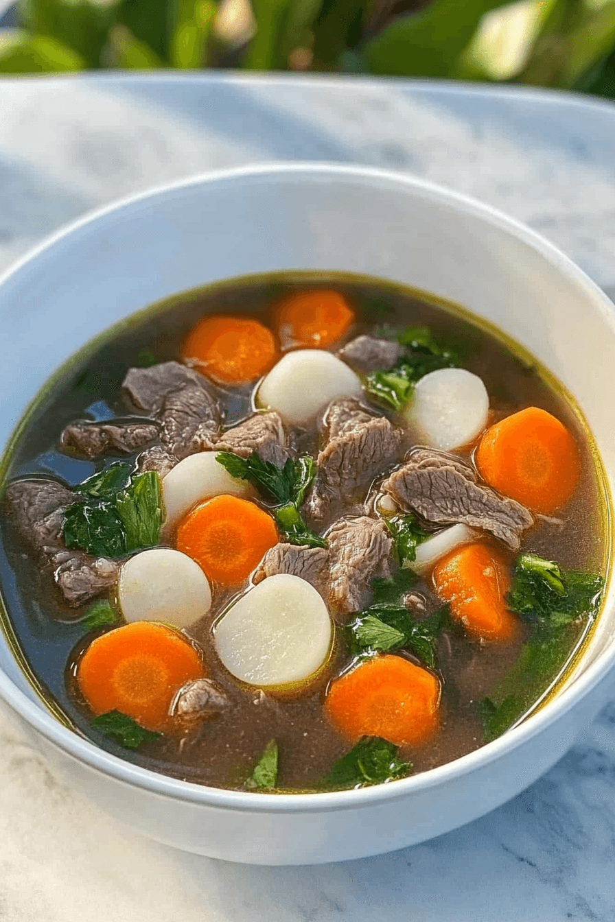 Beef Soup with Carrots and Radish