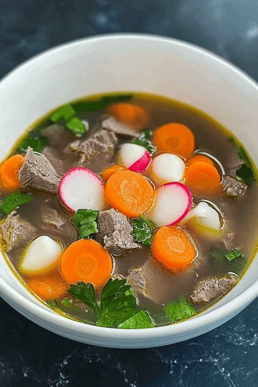 Beef Soup with Carrots and Radish