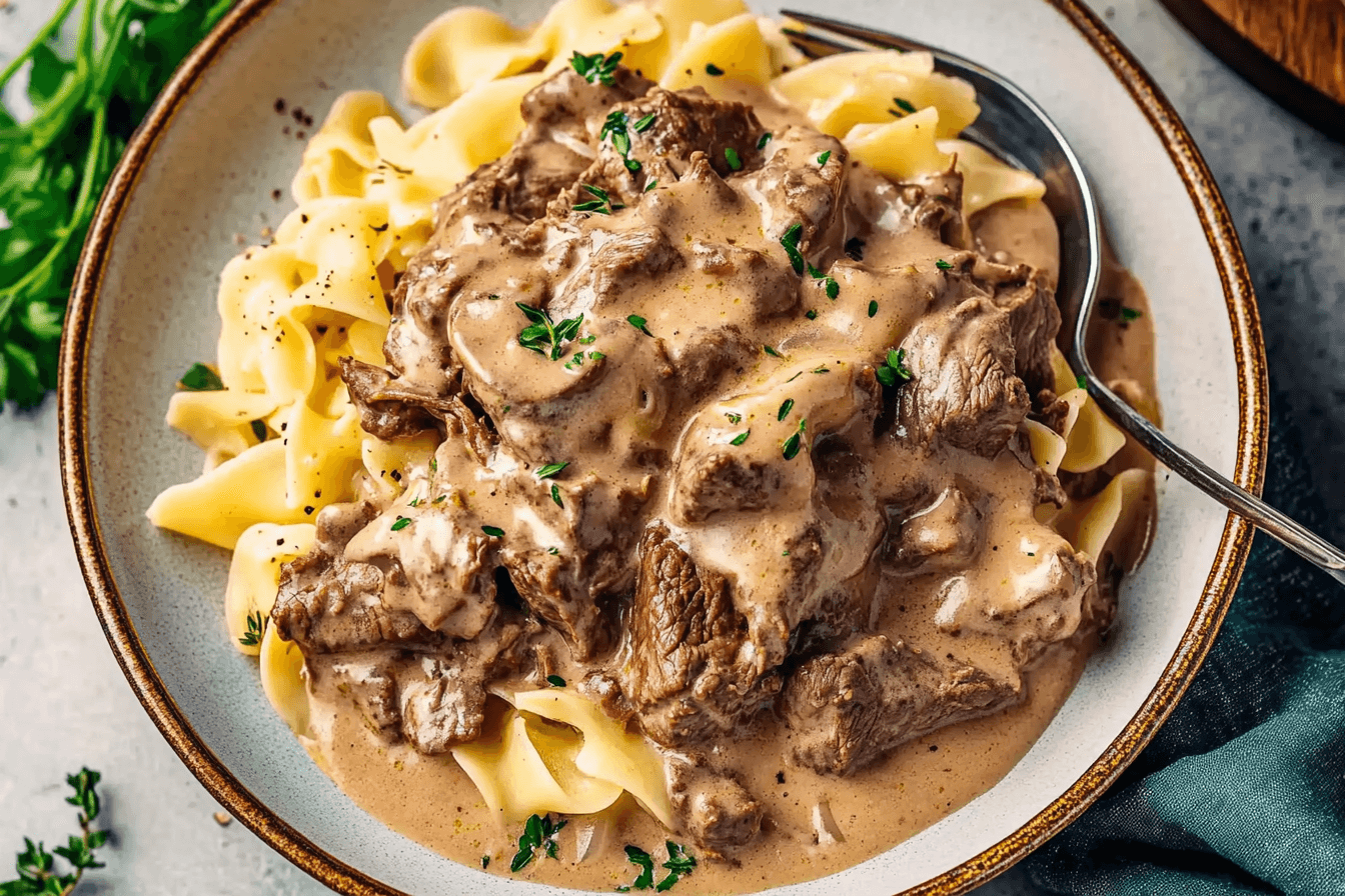 Beef Stroganoff with Egg Noodles