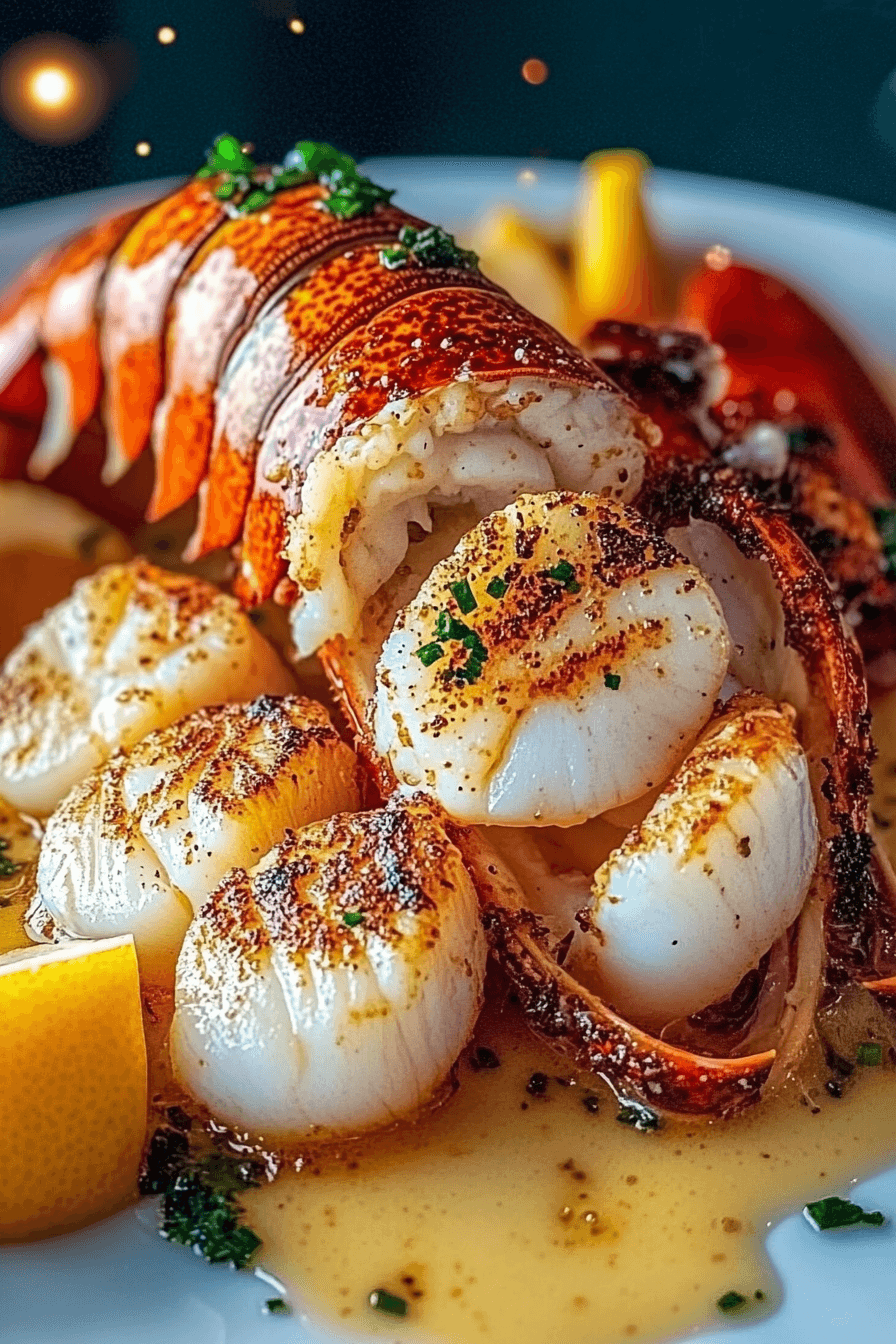 Butter-Basted Lobster Tail with Seared Scallops