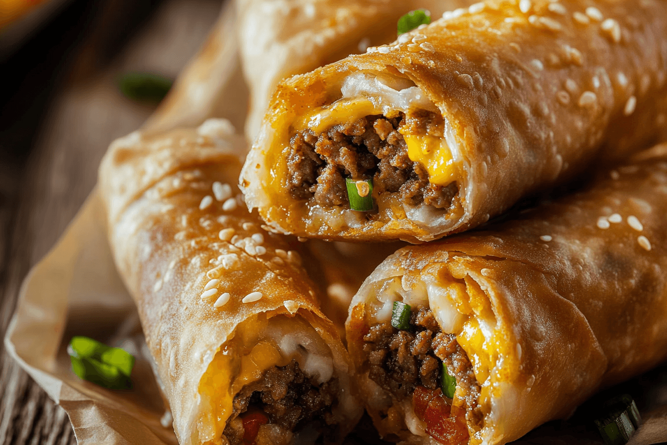  Cheeseburger Egg Rolls