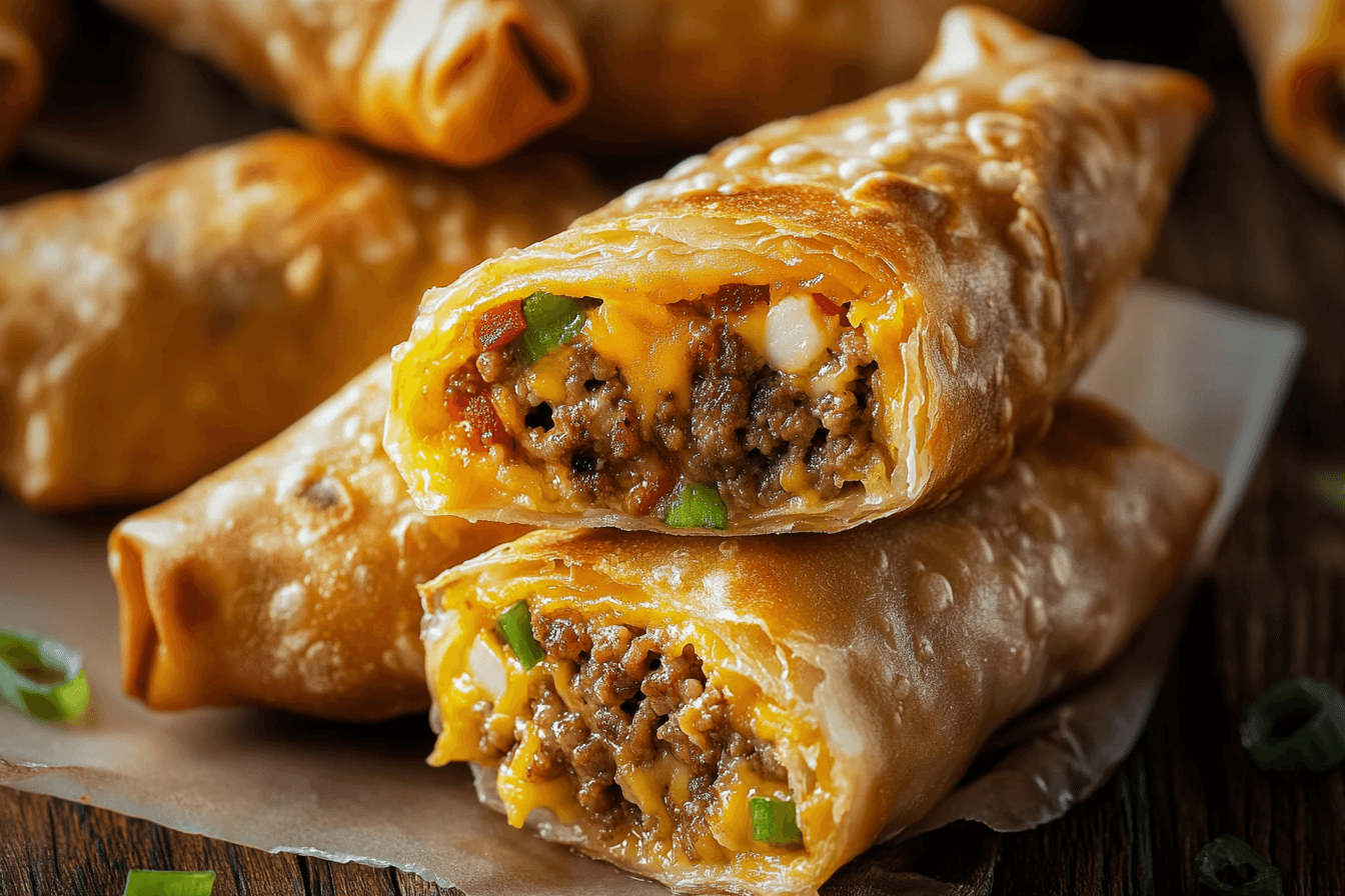  Cheeseburger Egg Rolls