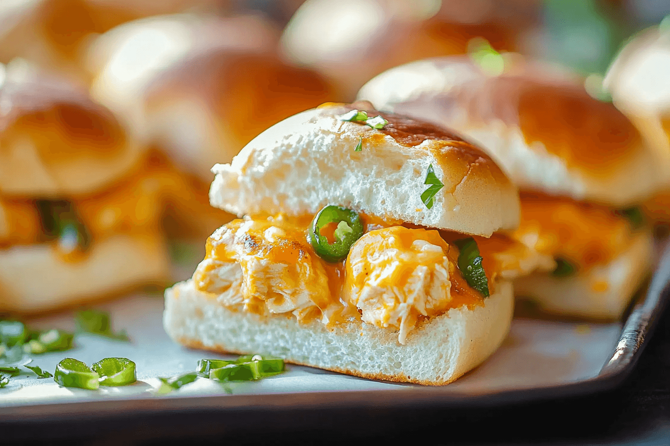 Cheesy Chicken Jalapeño Popper Sliders