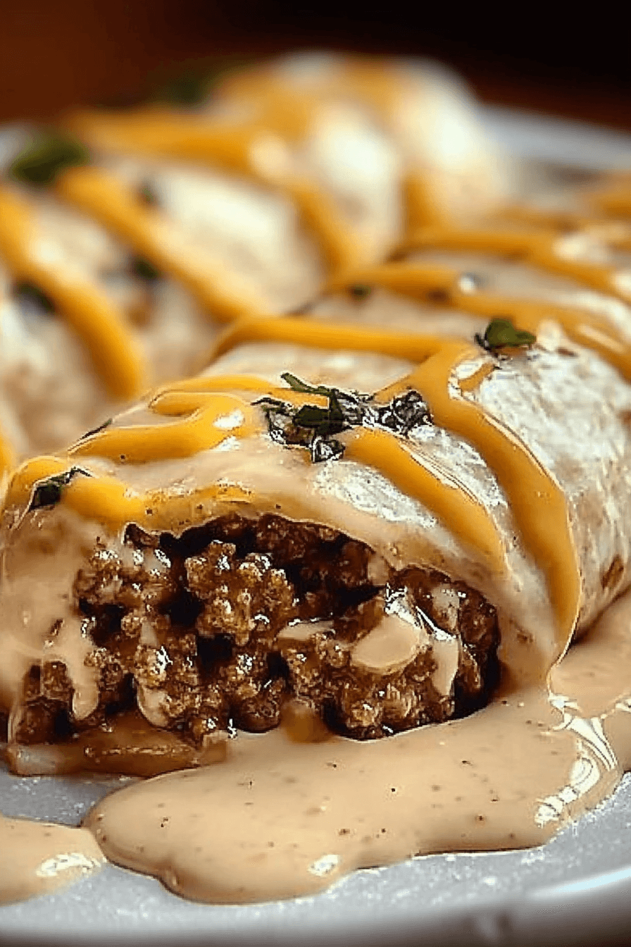 Cheesy Ground Beef Delight Wrap with Creamy Sauce