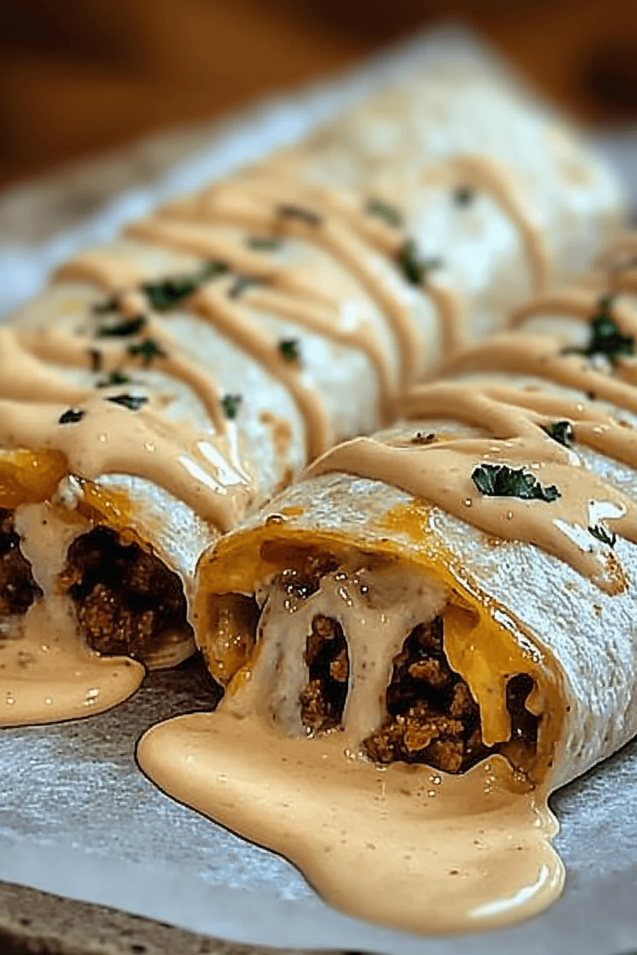 Cheesy Ground Beef Delight Wrap with Creamy Sauce