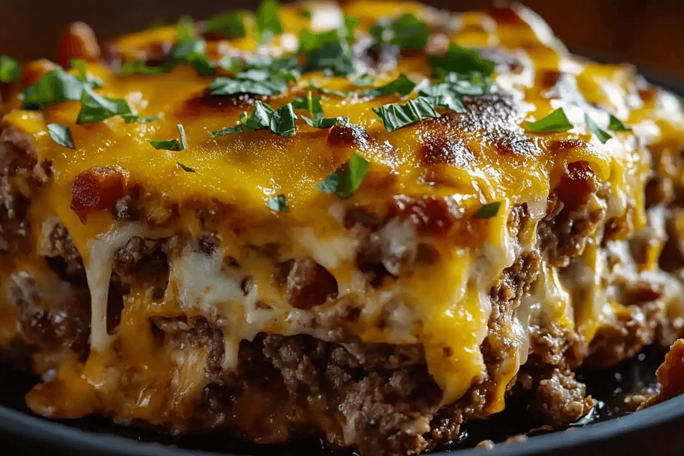 Cheesy Loaded Meatloaf Casserole with Vegetables