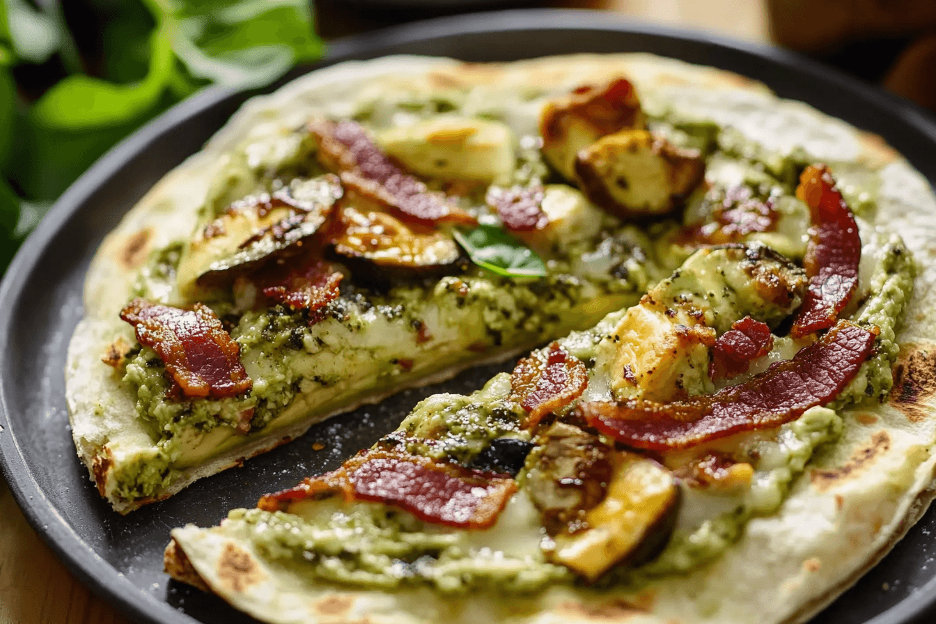 Cheesy Pesto Avocado Bacon