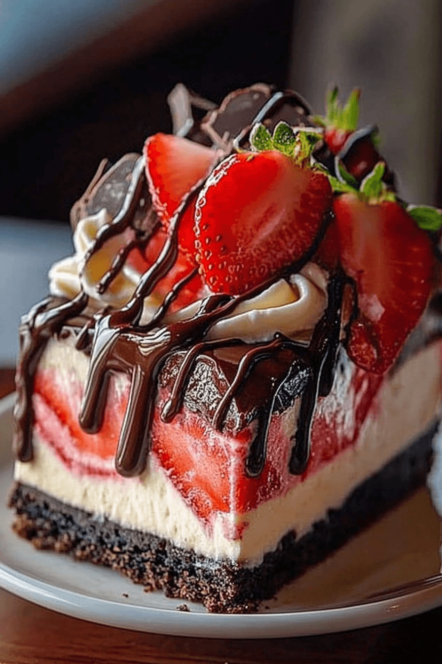 Chocolate Strawberry Swirl Cheesecake