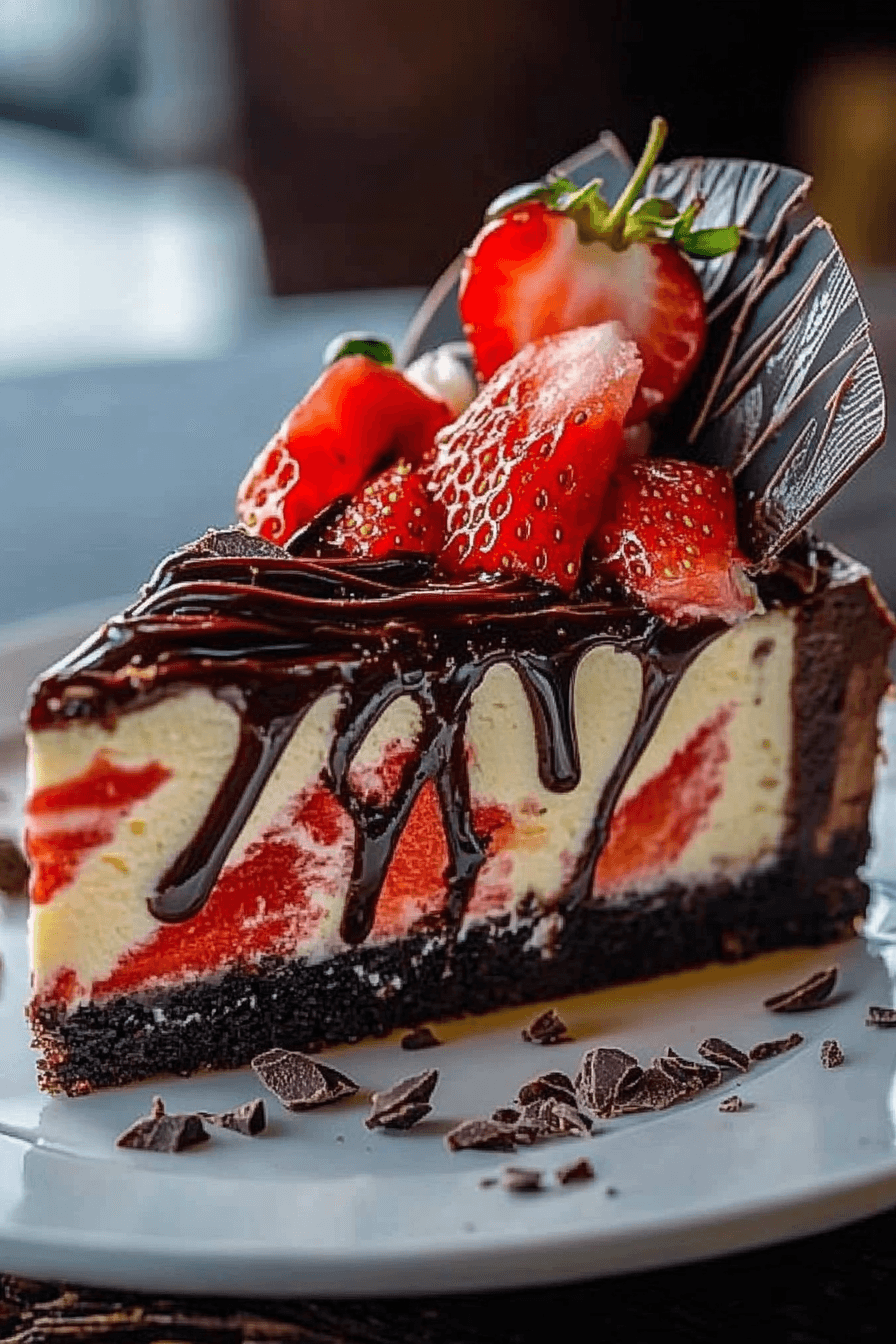 Chocolate Strawberry Swirl Cheesecake