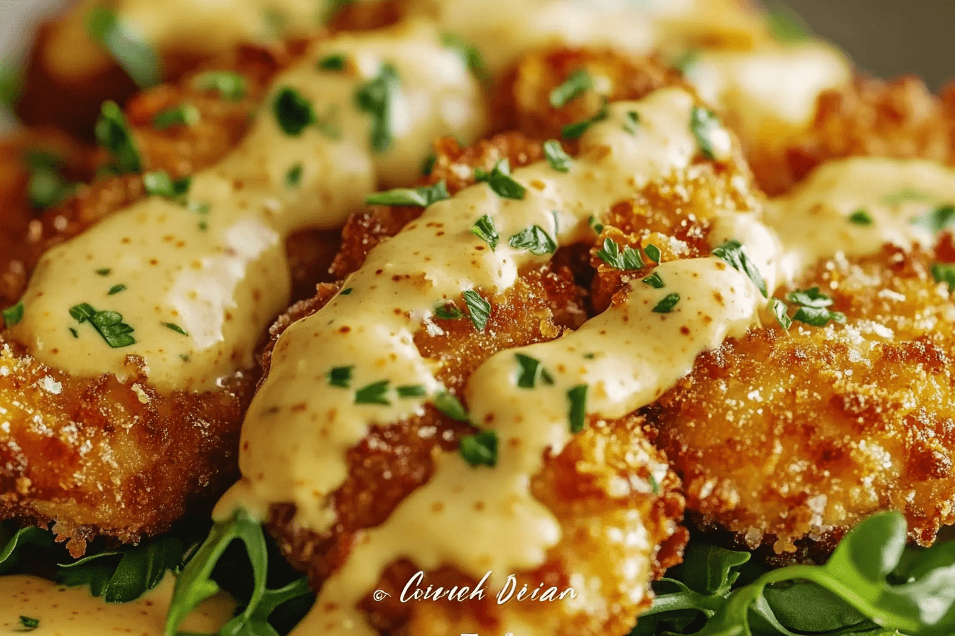 CRISPY CHICKEN WITH CREAMY DIJON SAUCE