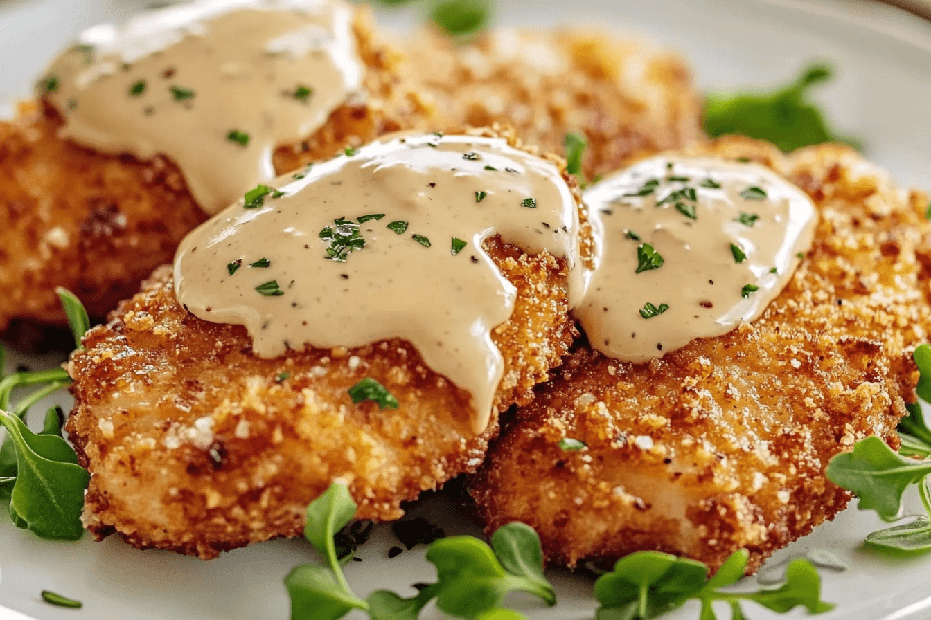 CRISPY CHICKEN WITH CREAMY DIJON SAUCE