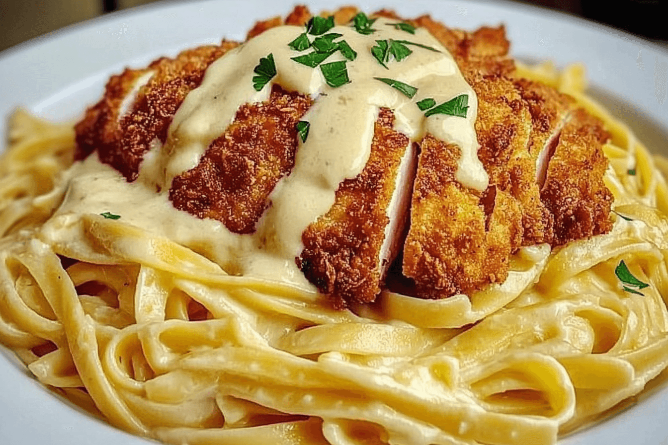 Crispy Chicken with Creamy Pasta