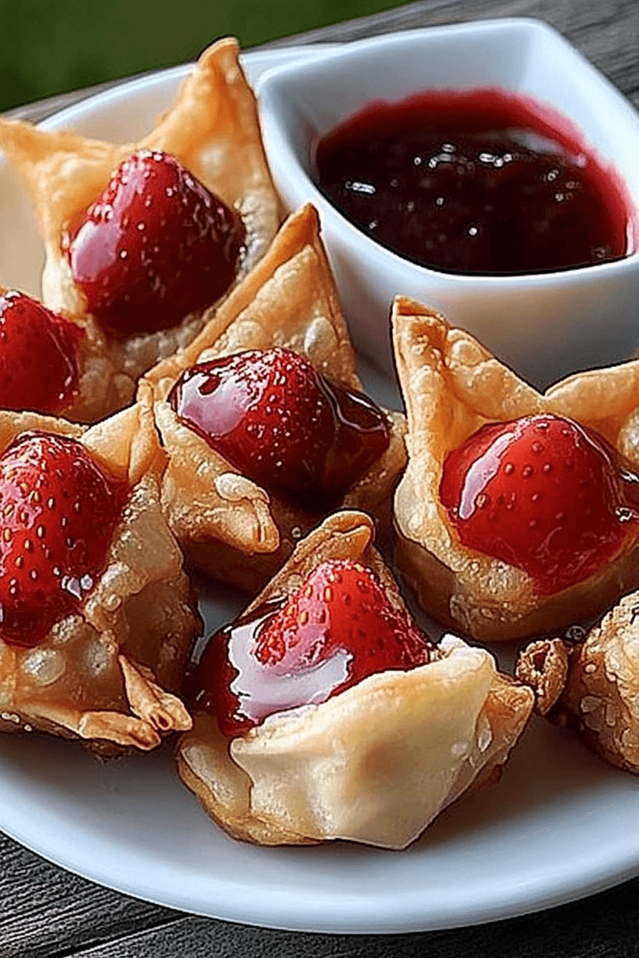 Deep-Fried Strawberry Cheesecake Stuffed Wonton Bites