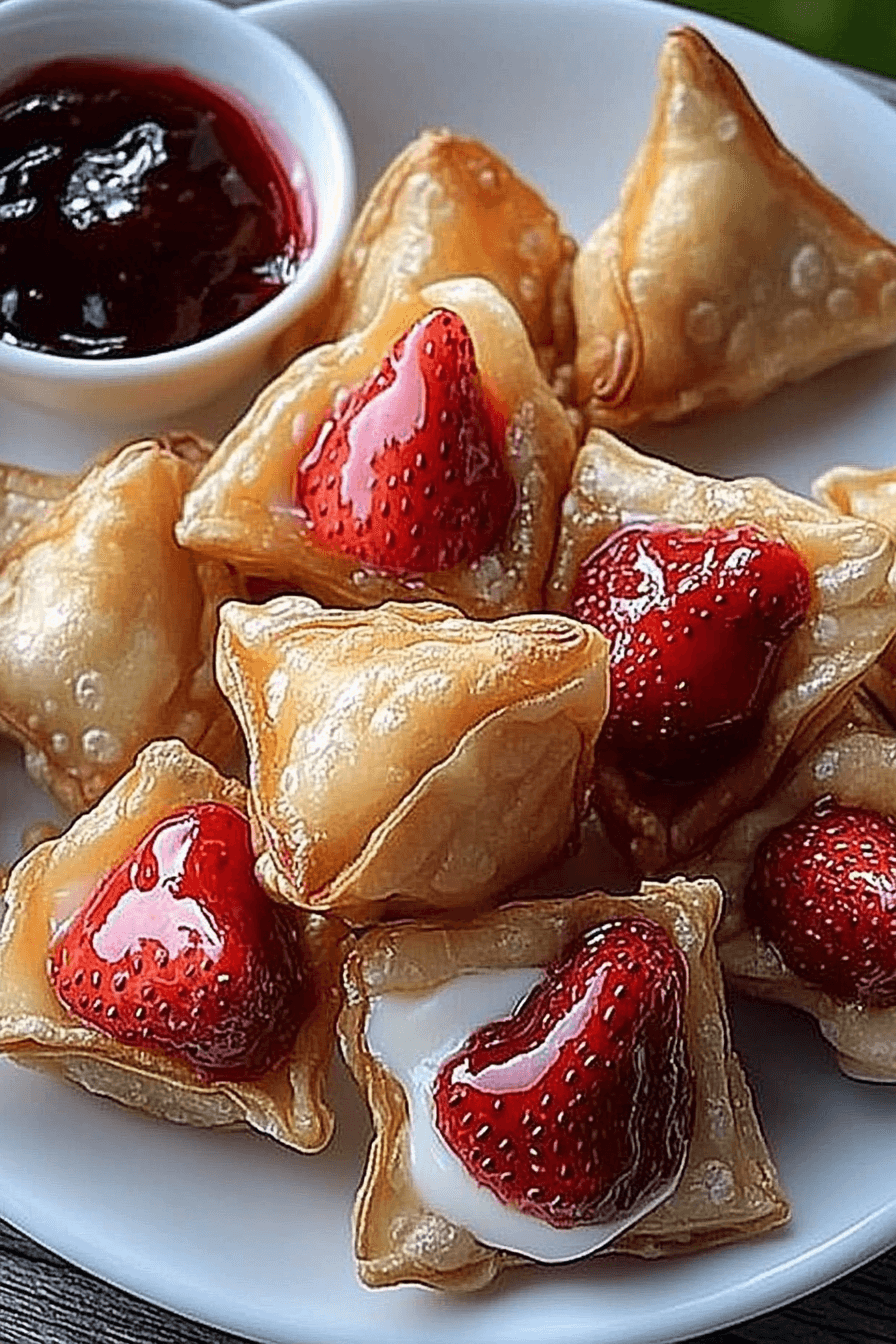 Deep-Fried Strawberry Cheesecake Stuffed Wonton Bites