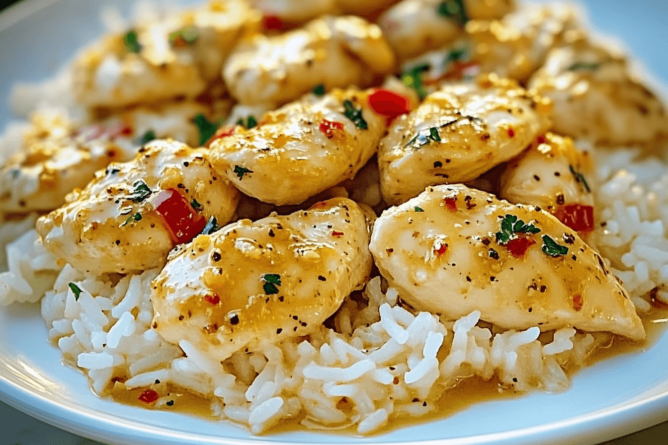 Delicious Chicken Scampi with Creamy Garlic Parmesan Rice