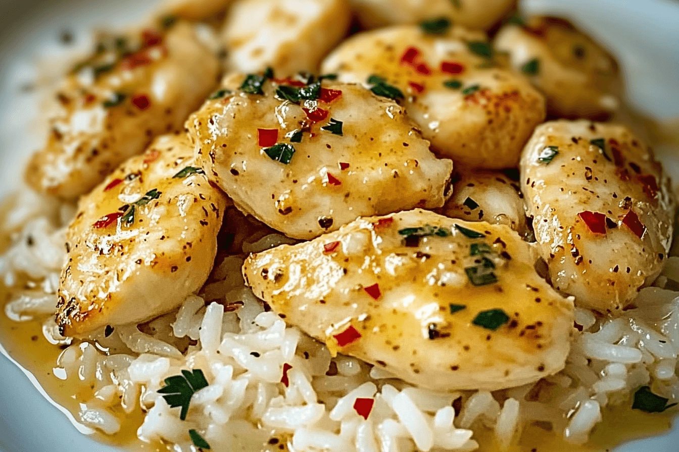 Delicious Chicken Scampi with Creamy Garlic Parmesan Rice