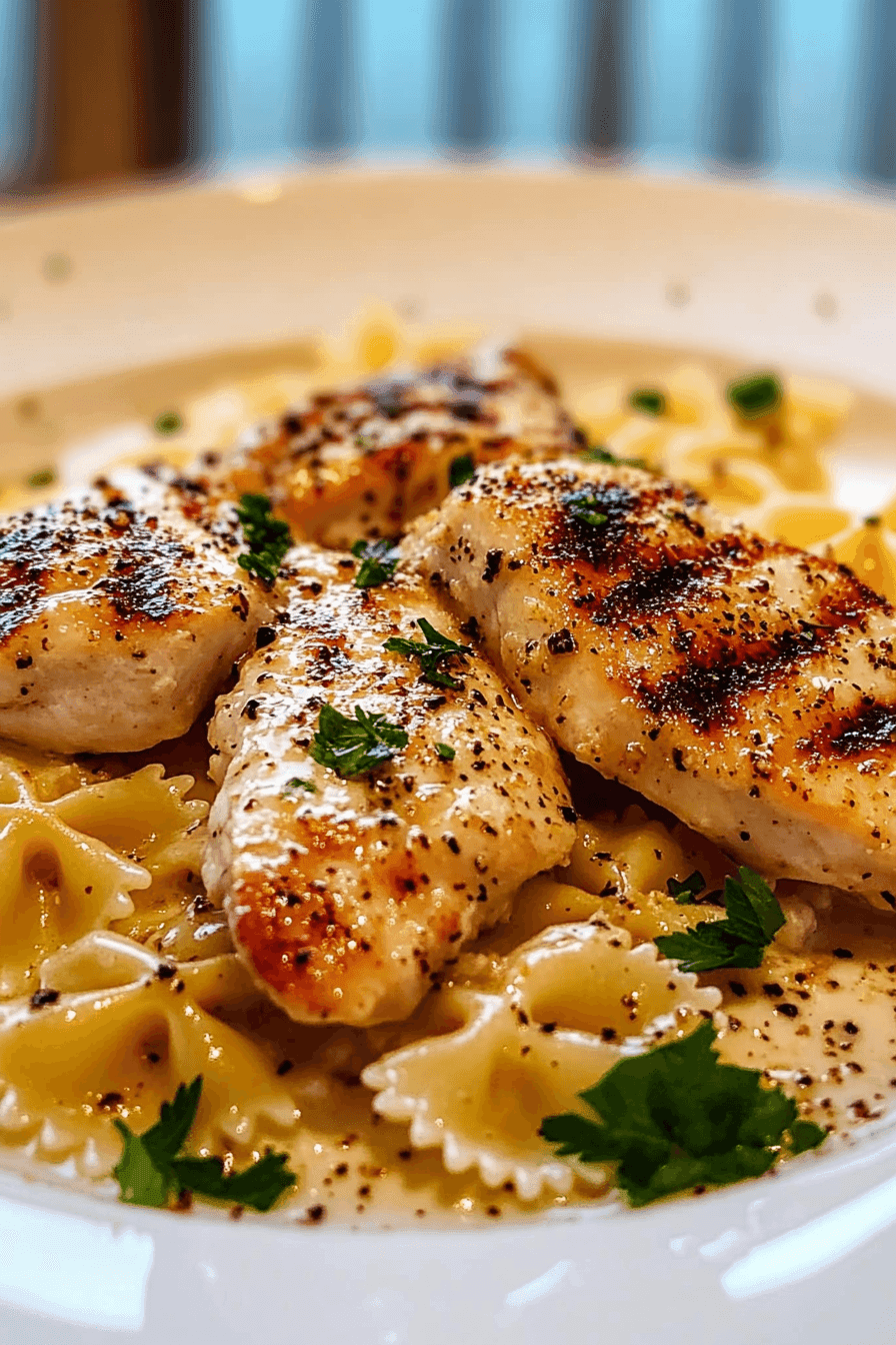 Easy Lemon Garlic Chicken with Creamy Bowtie Pasta