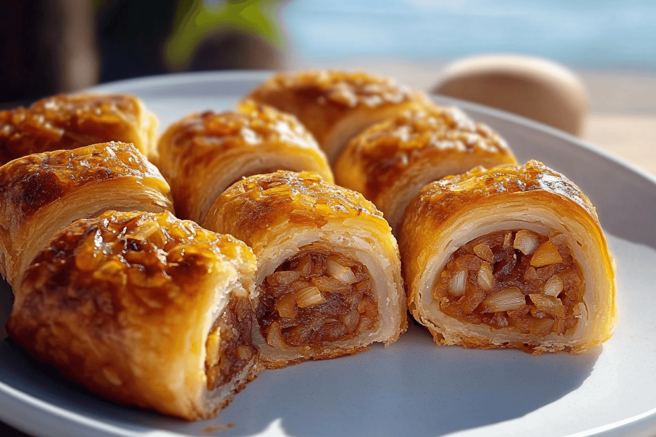 French onion sausage rolls