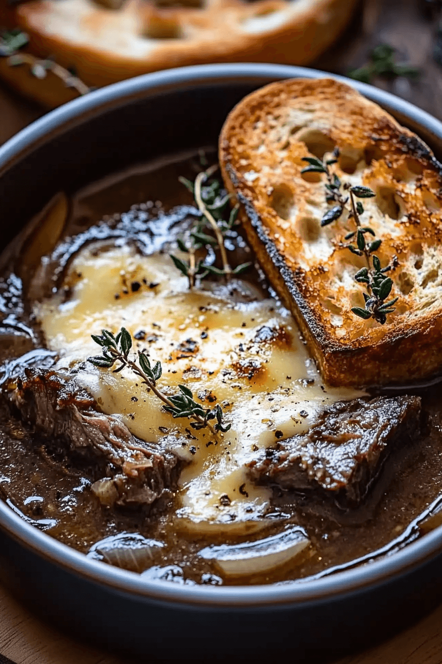 French Onion Short Rib Soup with Cheesy Gruyère Toast