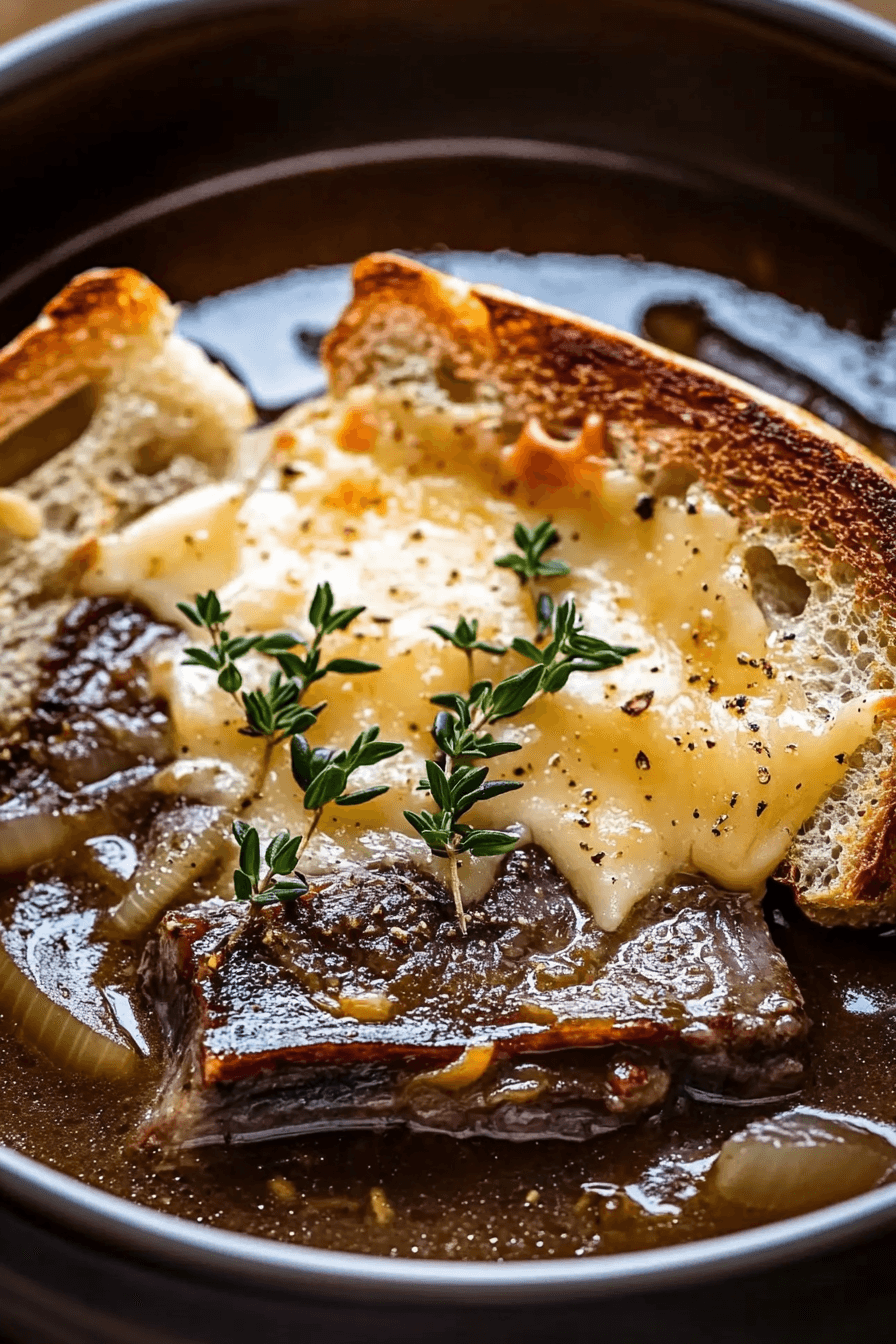 French Onion Short Rib Soup with Cheesy Gruyère Toast