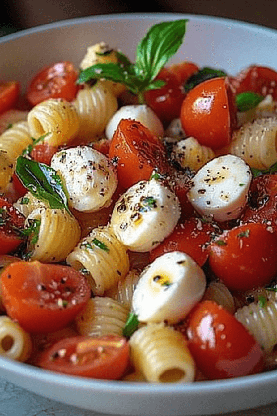 Fresh Caprese Pasta Salad with Homemade Vinaigrette