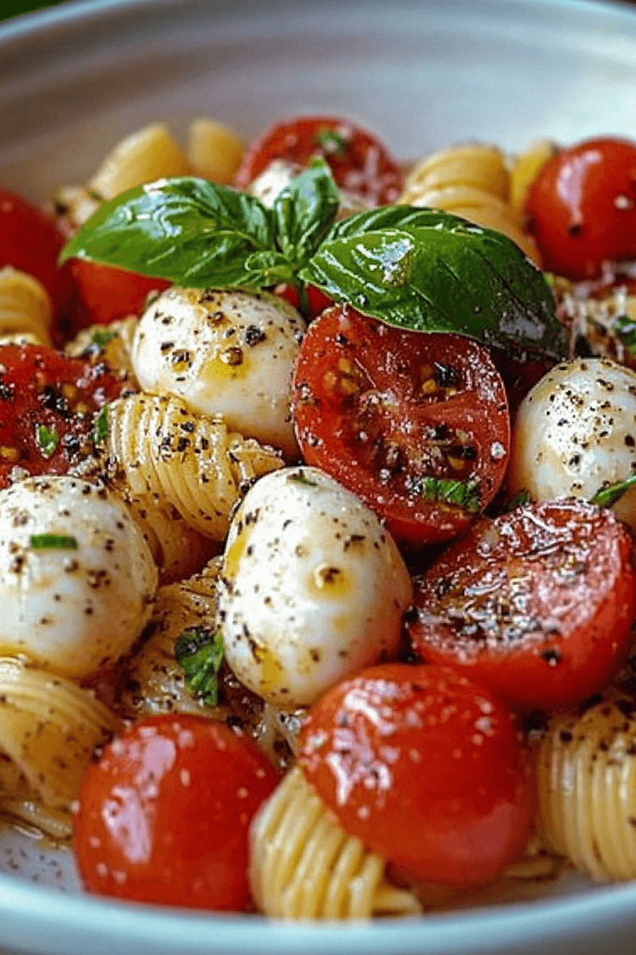 Fresh Caprese Pasta Salad with Homemade Vinaigrette