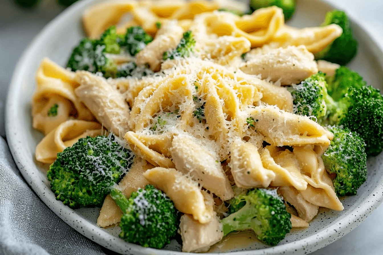 Garlic Parmesan Tortellini with Chicken and Broccoli