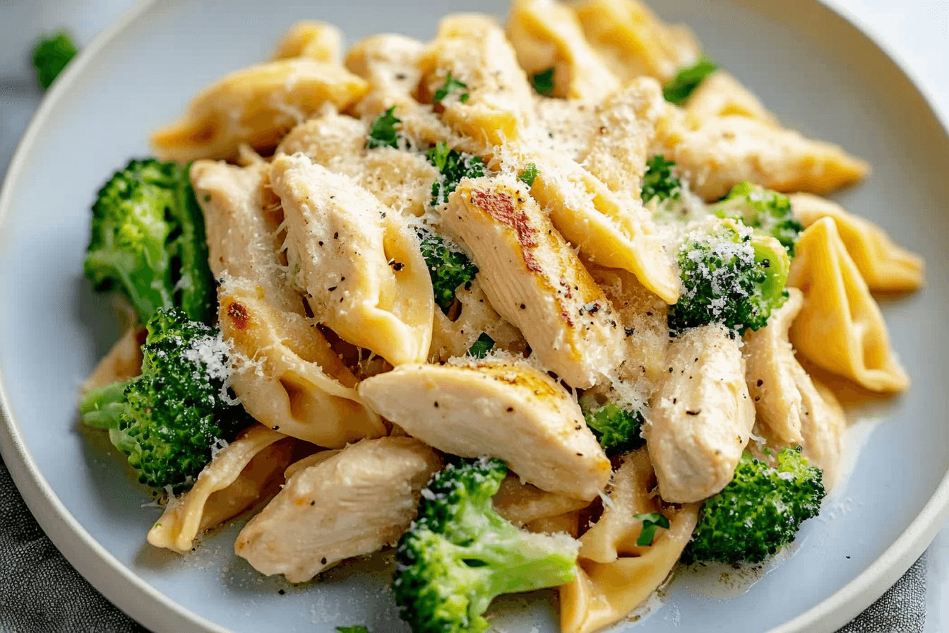 Garlic Parmesan Tortellini with Chicken and Broccoli