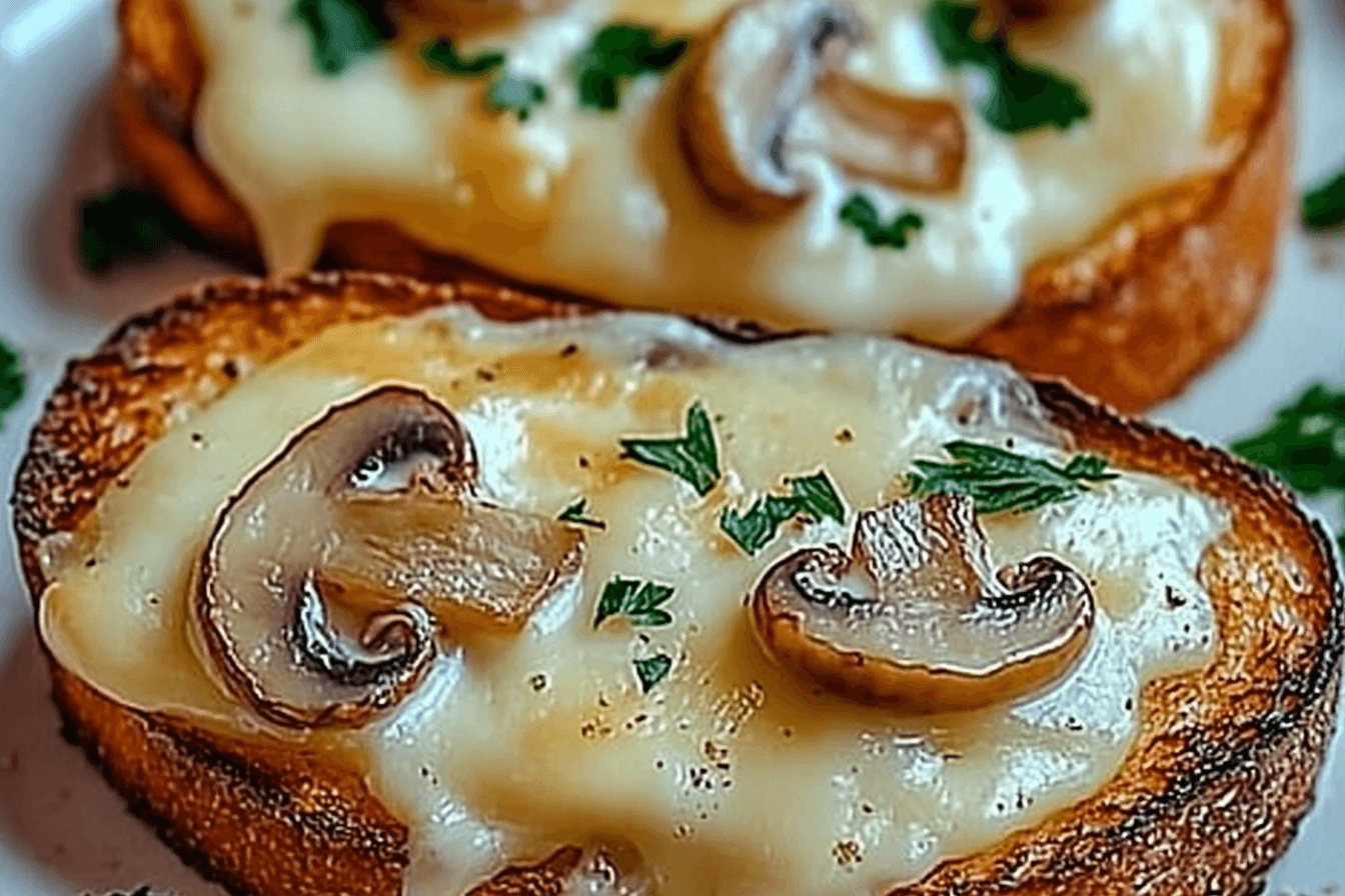 Gourmet Cheesy Mushroom and Garlic Toasts