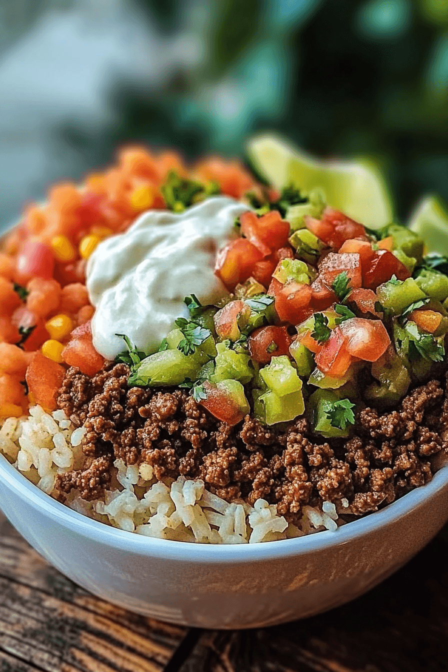 Ground Beef & Rice Burrito Bowls