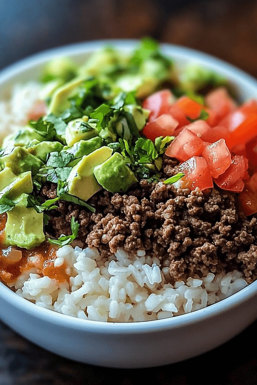 Ground Beef & Rice Burrito Bowls