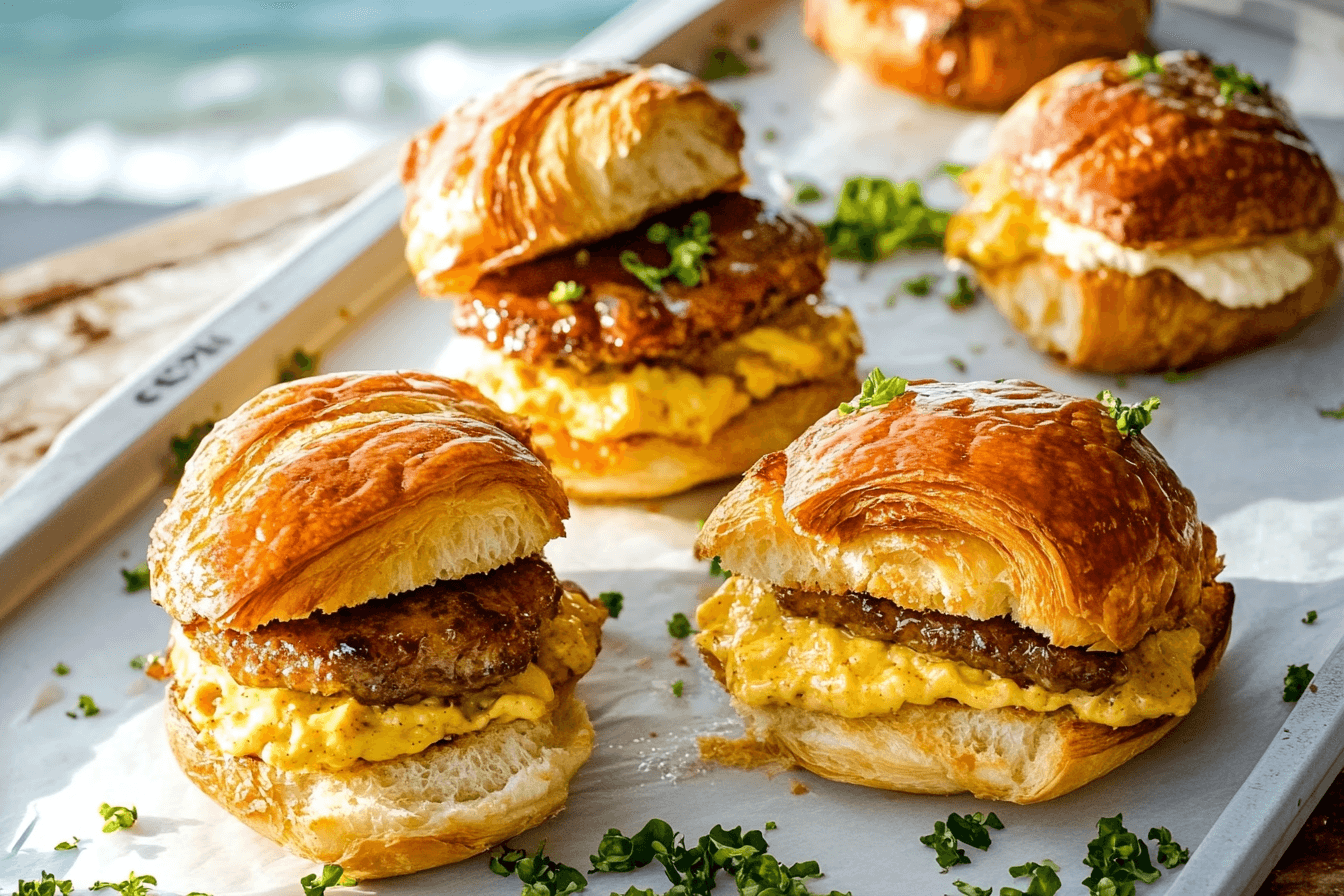 Killer Maple Mustard Croissant Breakfast Sandwiches