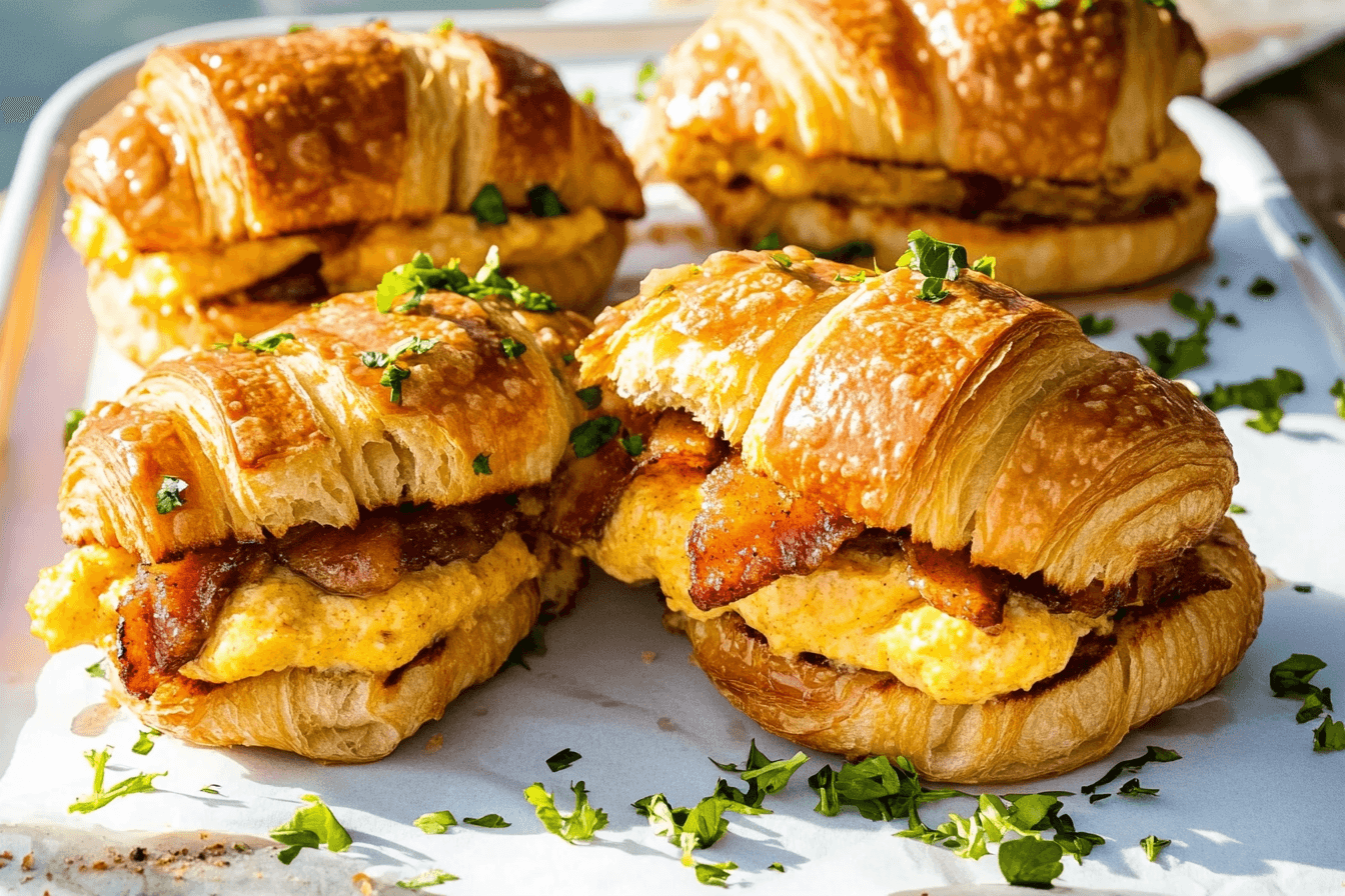 Killer Maple Mustard Croissant Breakfast Sandwiches