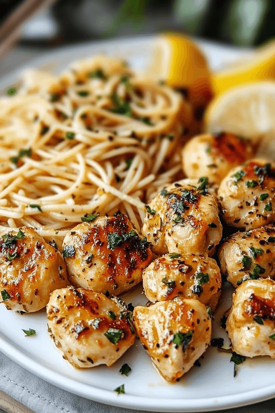 Lemon Garlic Chicken with Asparagus Creamy Bowtie Pasta