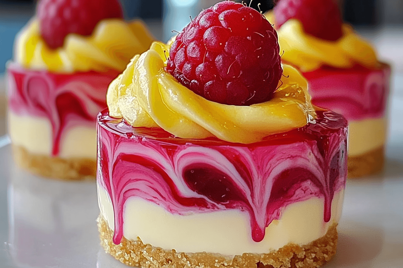 Luscious Lemon Raspberry Swirl Cheesecake Cups