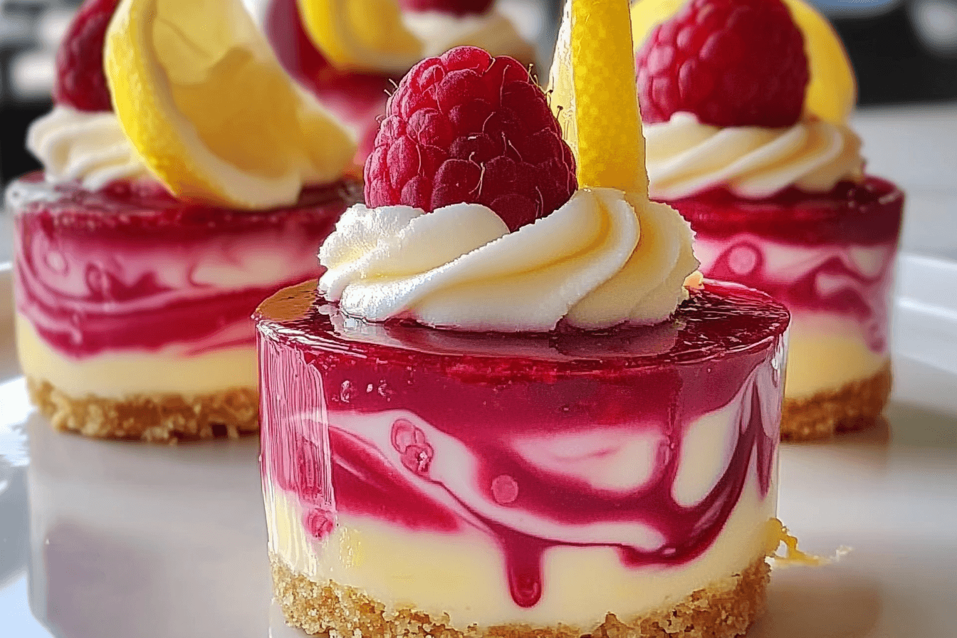 Luscious Lemon Raspberry Swirl Cheesecake Cups