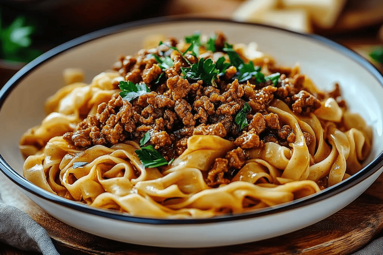 Mongolian Ground Beef Noodles