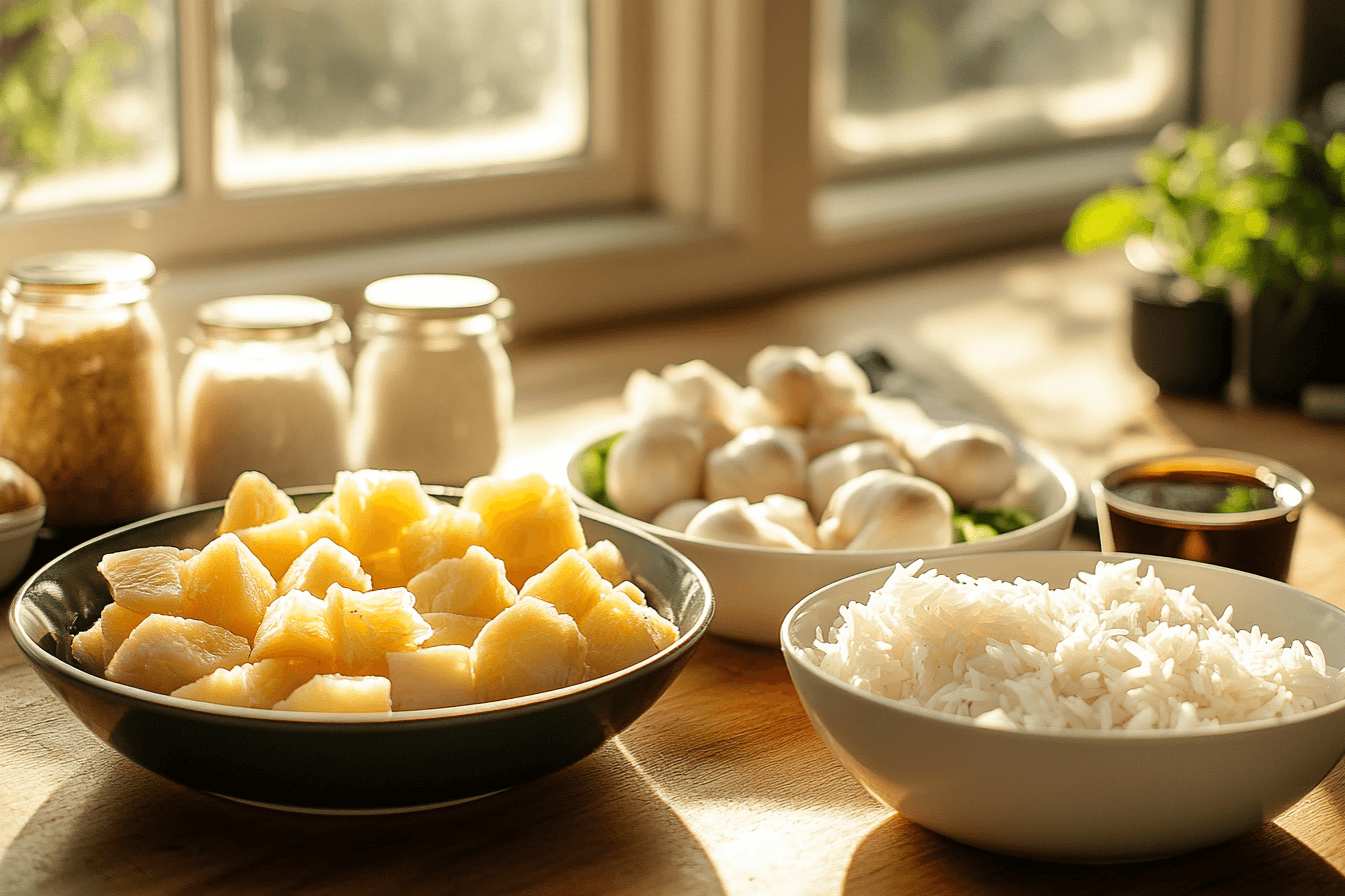 pineapple chicken and ricemississippi mud potatoes