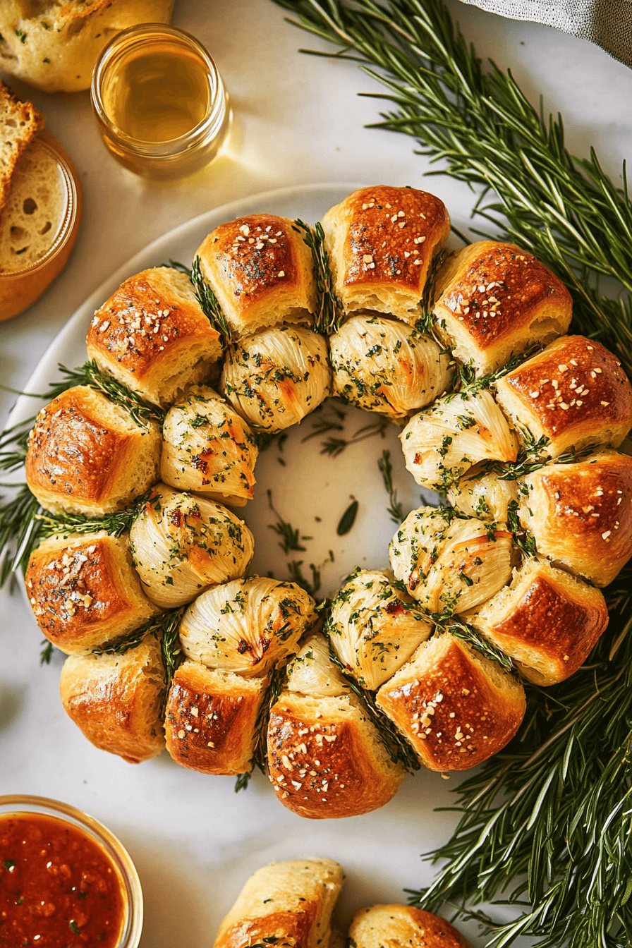 Pull Apart Garlic Bread Wreath