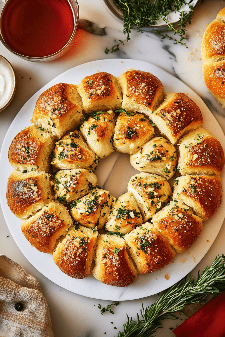 Pull Apart Garlic Bread Wreath