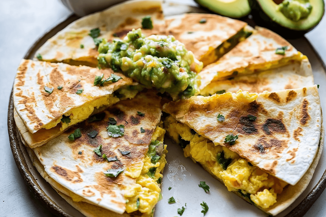 Quesadilla with Soft Scrambled Eggs and Avocado Salsa