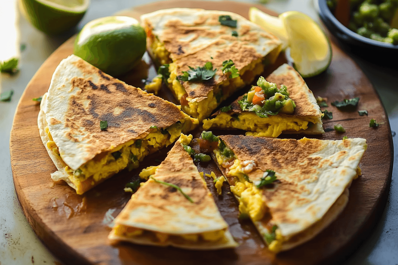 Quesadilla with Soft Scrambled Eggs and Avocado Salsa