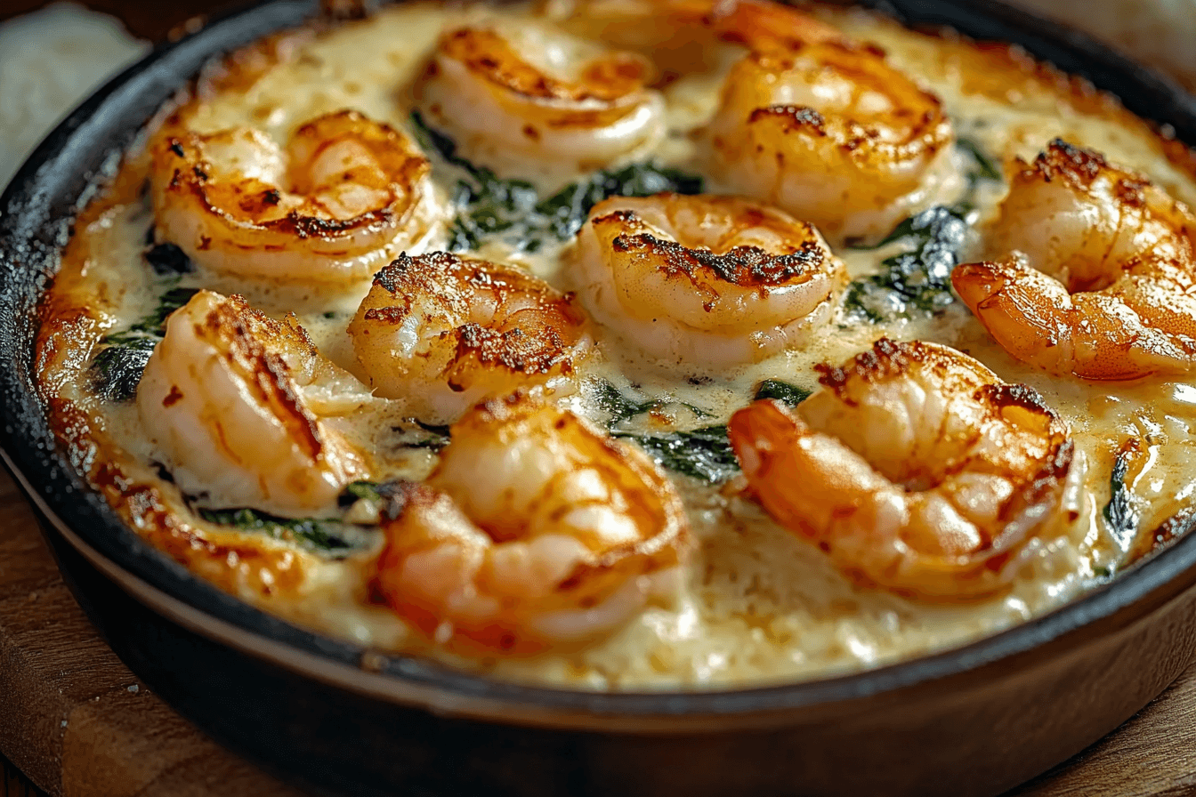 Rich and Creamy Shrimp and Crab Spinach Dip with Garlic and Parmesan