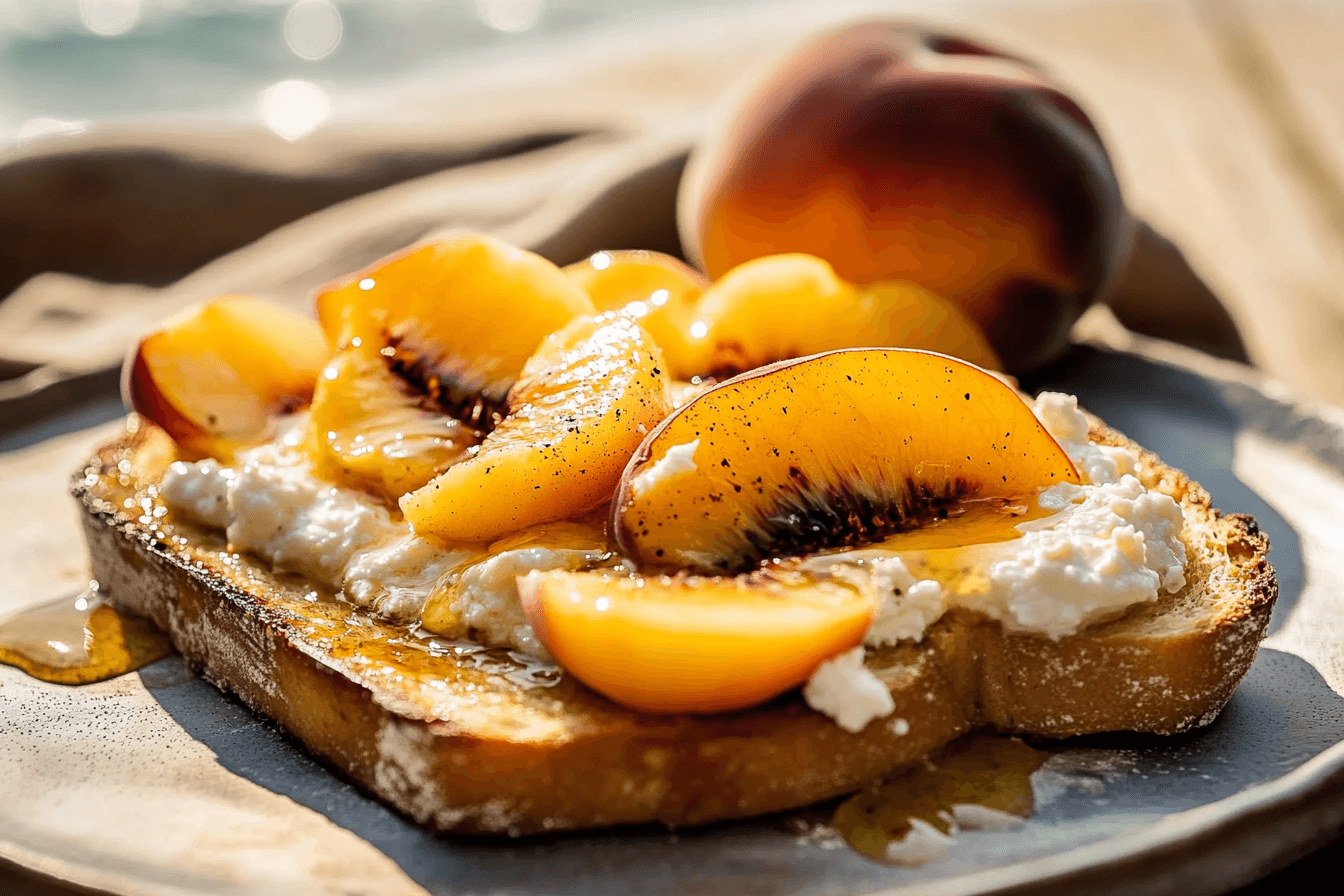 Ricotta Toast with Warmed Peaches