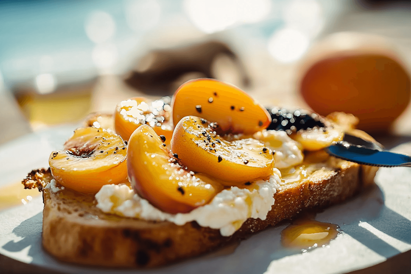 Ricotta Toast with Warmed Peaches