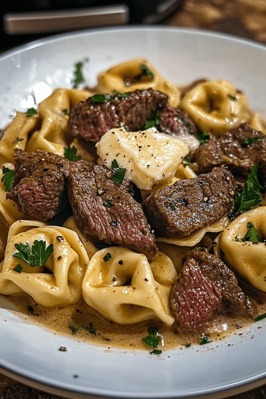 Savory Cheesesteak Tortellini in Creamy Provolone Sauce