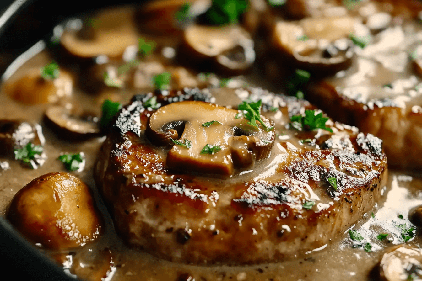 Slow Cooker Pork Chops with Mushroom Gravy